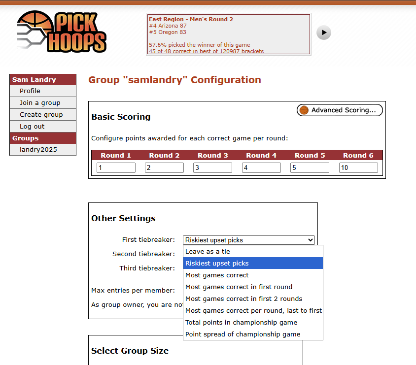 These are the basic scoring options.